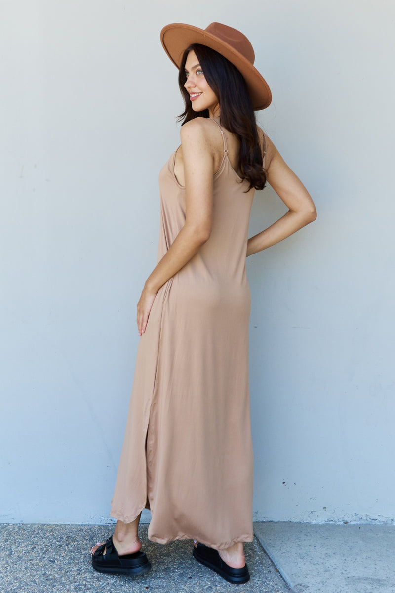 Cami Side Slit Maxi Dress in Camel