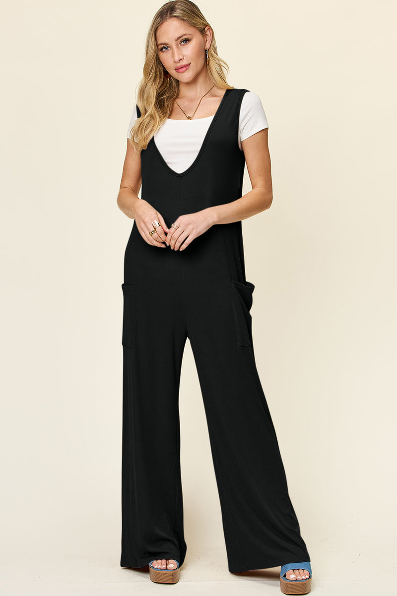 Sleeveless Wide Leg Jumpsuit with Pockets