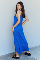 Full Size Cami Side Slit Maxi Dress in Blue