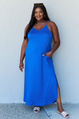 Full Size Cami Side Slit Maxi Dress in Blue