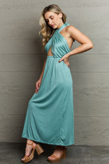 Convertible Criss Cross Halter Neck Maxi Dress